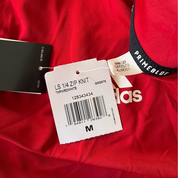 NWT Adidas Men’s Sideline 1/4-Zip Knit Pullover M Red / White - Picture 11 of 16